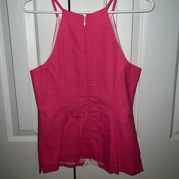 LILLY PULITZER Annabelle Pink White Halter Tank Top Blouse - Size 4 - Picture 2 of 7
